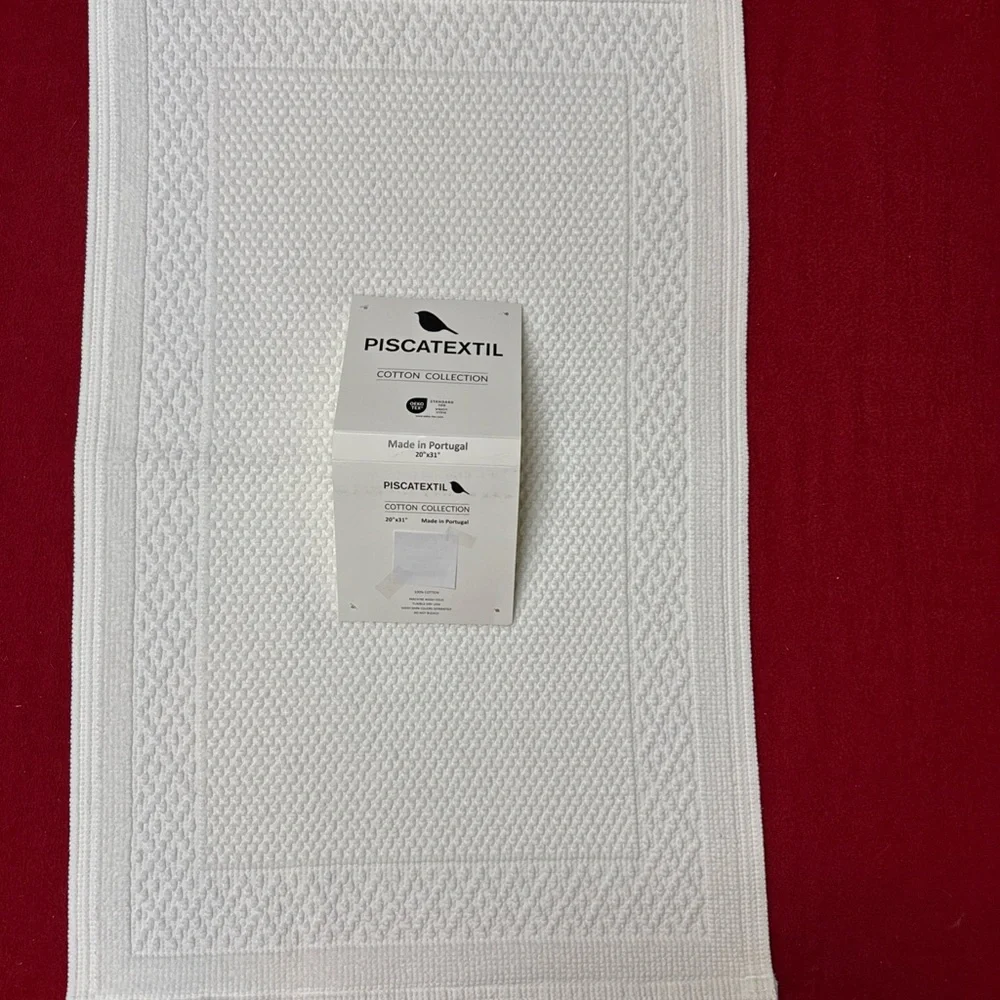 Piscatextile Bath Rug COTTON OEKO-TEX White 20 X31” Made In Portugal NWT
